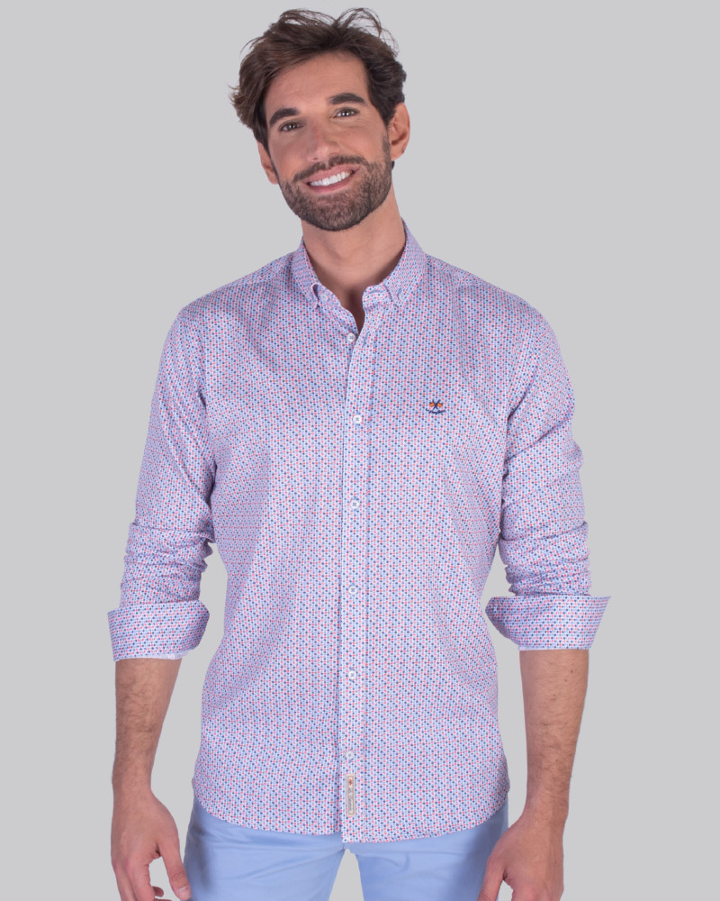 Camisa algodón estampada y cuello botón para hombre | La Española