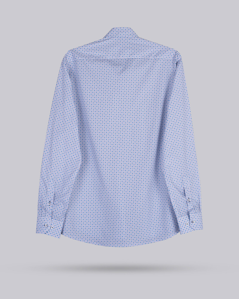 Camisa algodón estampada cuello botón y puño combinado | La Española