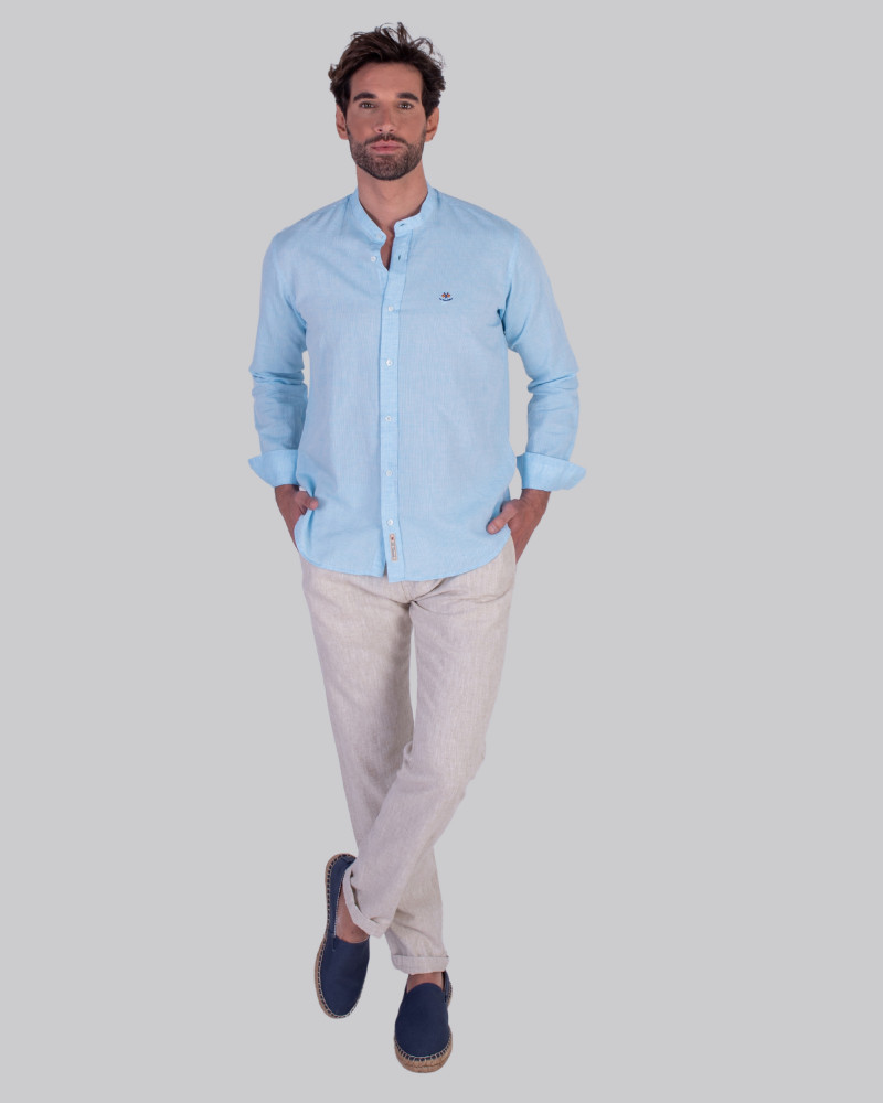Camisa algodón/lino estampado rayas para hombre | La Española