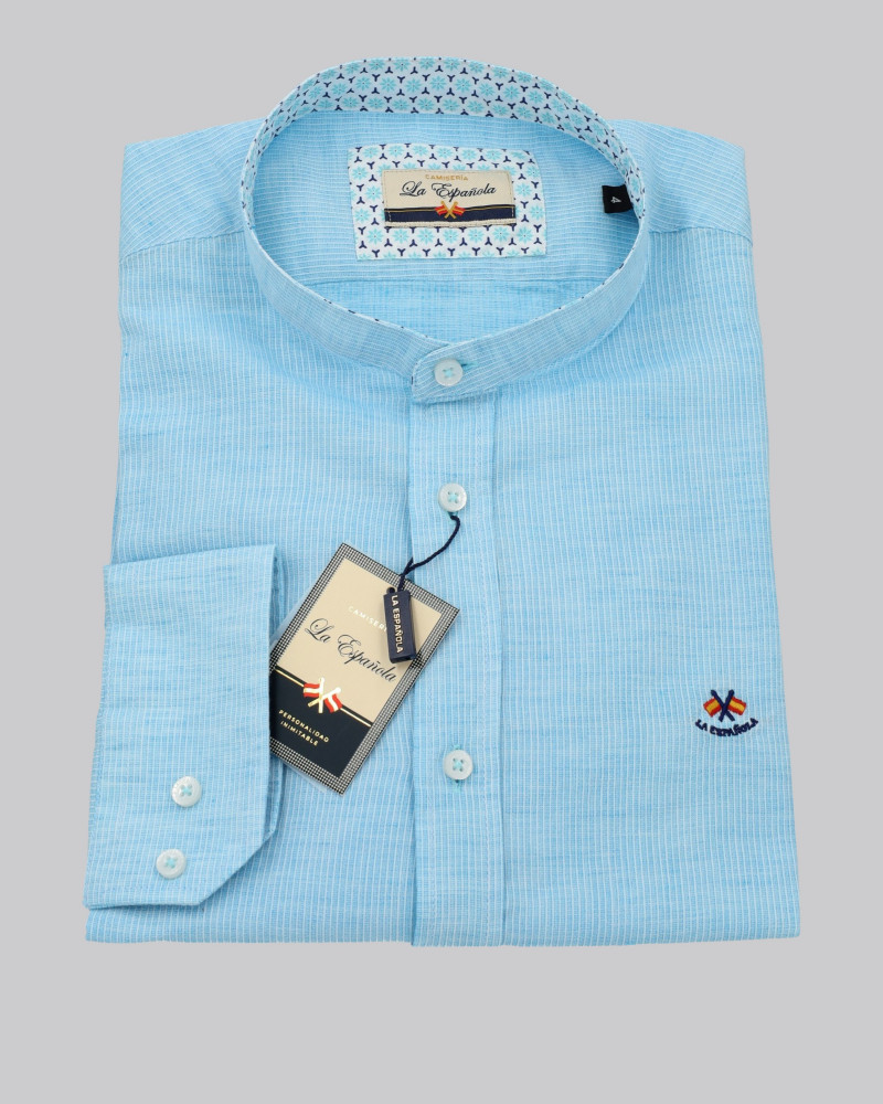 Camisa algodón/lino estampado rayas para hombre | La Española